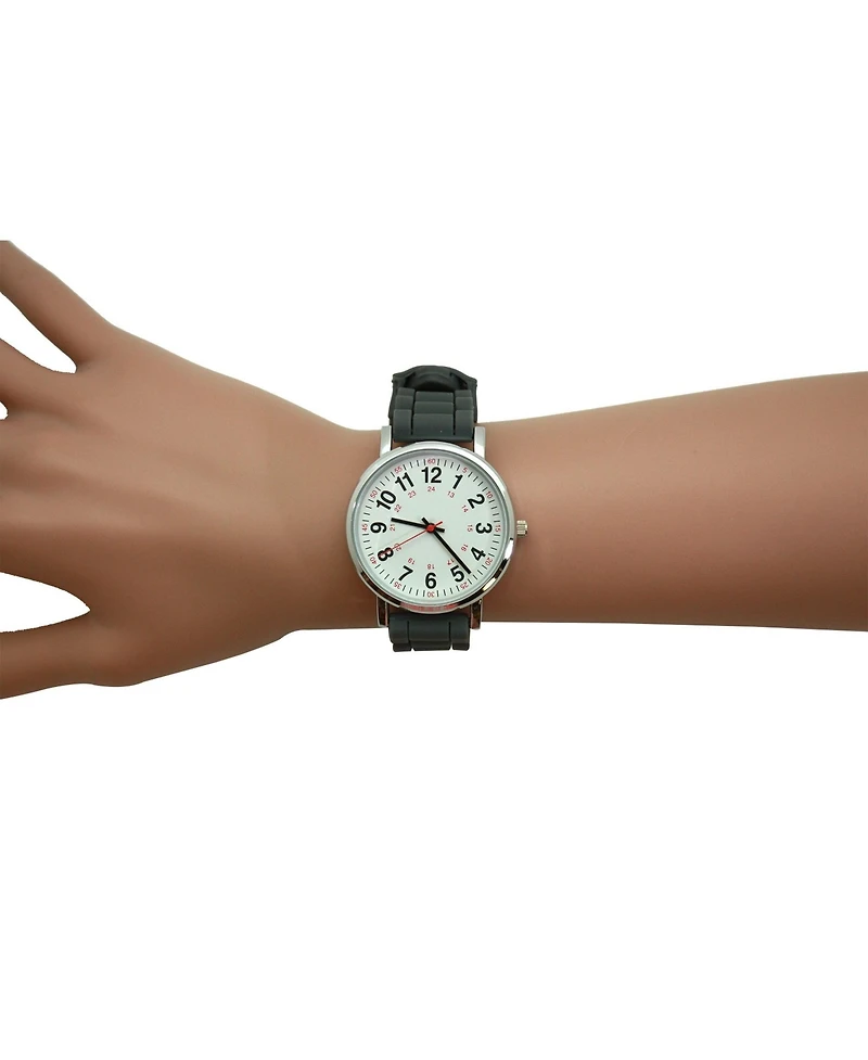 Olivia Pratt Grey Solid Silicone Bold Numbers Women Watch