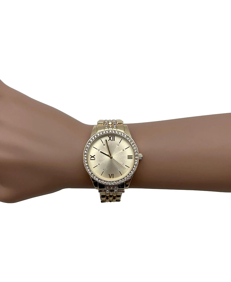 Olivia Pratt Gold Everyday Rhinestiones Elegant Look Women Watch
