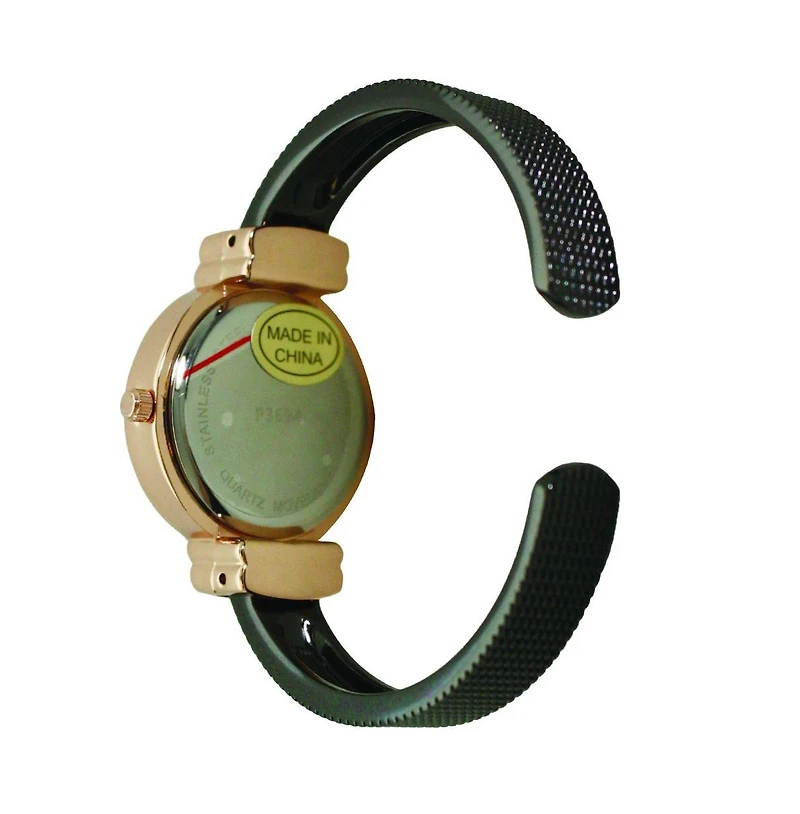 Black Rose Gold Olivia Pratt Every Day Textured Metal Bangle Watch