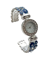 Olivia Pratt Blue Silver Colorful Round Shapes Band Bangle Women Watch