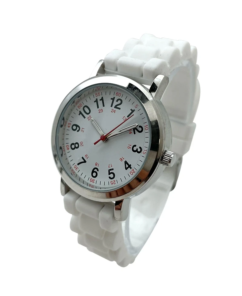 Olivia Pratt White Easy Read Medical Professionals Silicone Band Women Watch