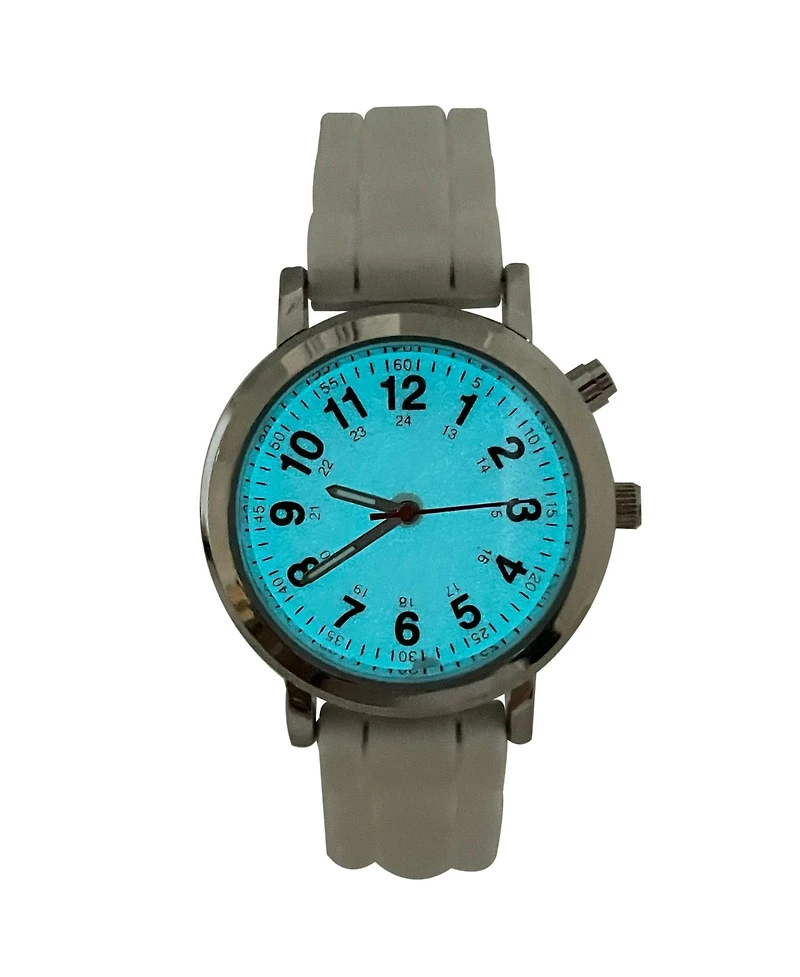 Olivia Pratt White Luminous Dial Easy Read Medical Professionals Silicone Band Women Watch