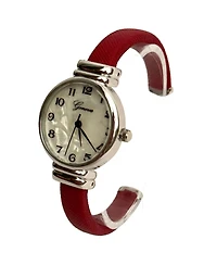 Olivia Pratt Red Faux Leather Thin Bangle Women Watch
