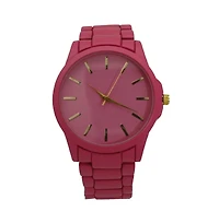 Olivia Pratt Hot Pink Solid Color Large Face Women Watch