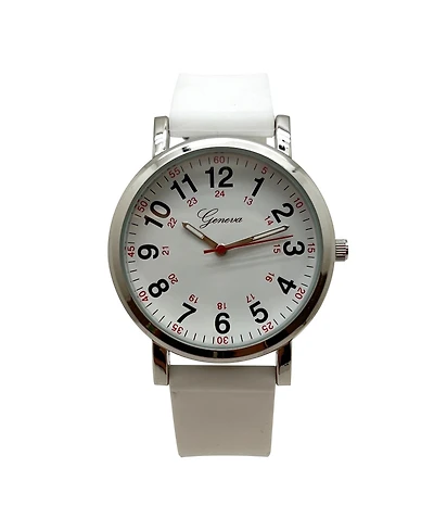 Olivia Pratt White Easy-Read Nurse Watch with Silicone Band Women Watch