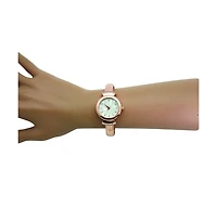 Olivia Pratt Rose Gold Pearl Tone Face Metal Bangle Watch