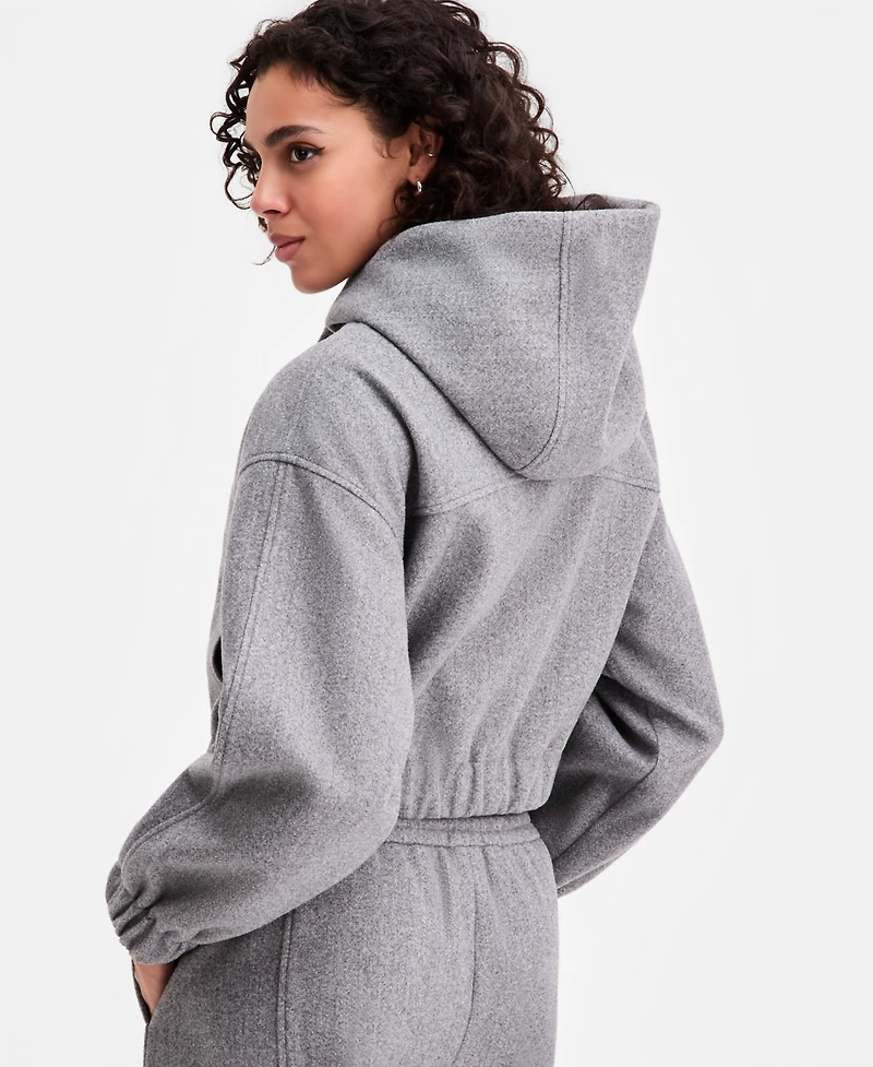 Bar Iii Women's Felt Cropped Hoodie, Macy's Exclusive
