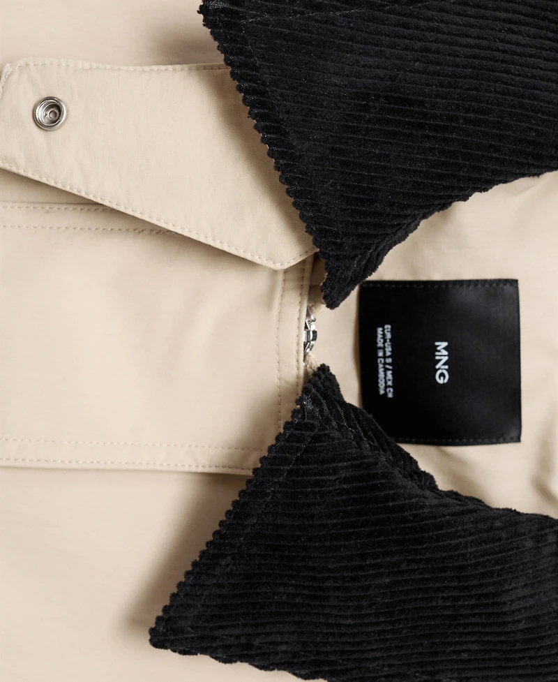 Mango Women's Corduroy Collar Cotton Jacket