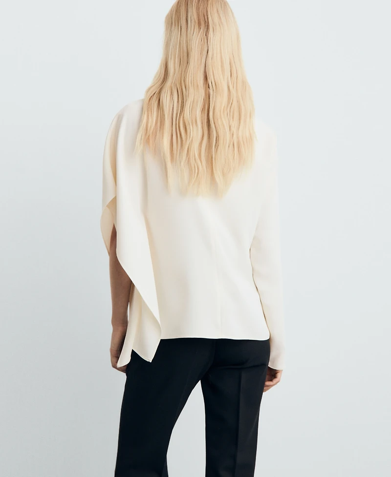 Mango Women's Asymmetric Sleeves High-Neck Blouse