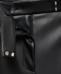 Mango Women's Leather-Effect Wide-Leg Pants
