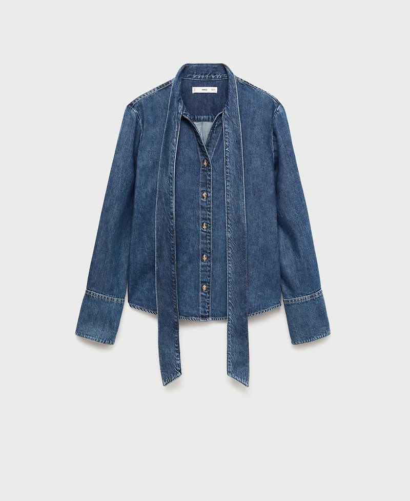 Mango Women's Bow Detail Denim Shirt