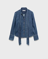 Mango Women's Bow Detail Denim Shirt