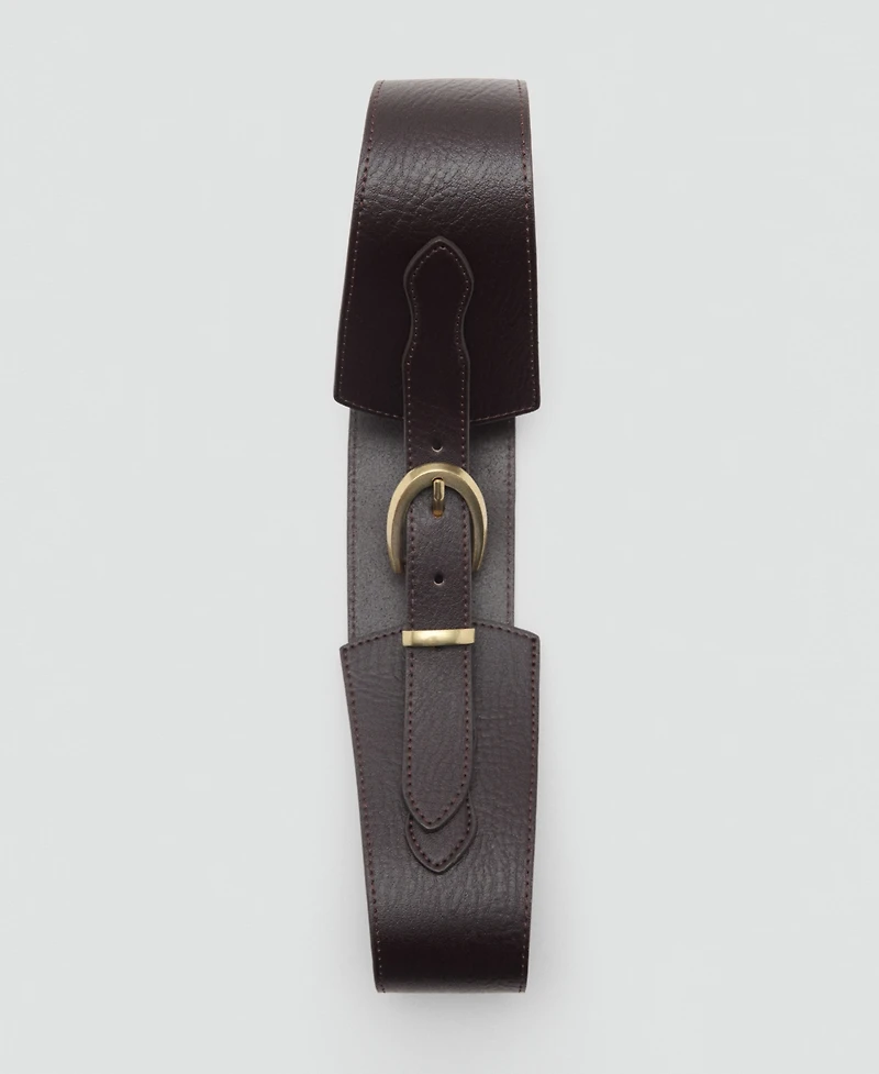 Mango Women's Leather Obi Belt