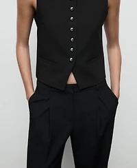 Mango Women's Pleated Wide Leg Pants