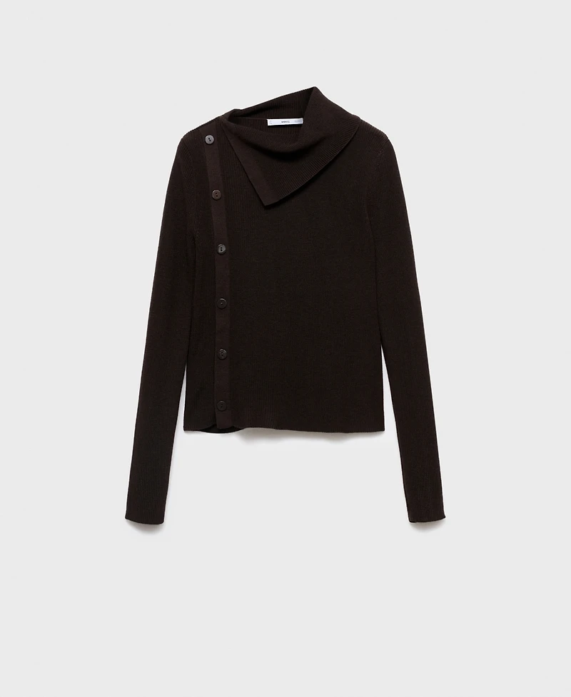 Mango Women's Asymmetrical Neck And Buttons Sweater