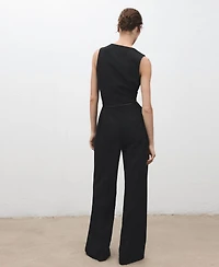 Mango Women's Belted Pinstripe Jumpsuit