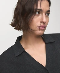 Mango Women's Shirt Collar Fine-Knit Sweater