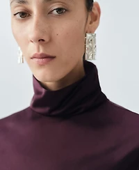 Mango Women's High Collar Satin Blouse