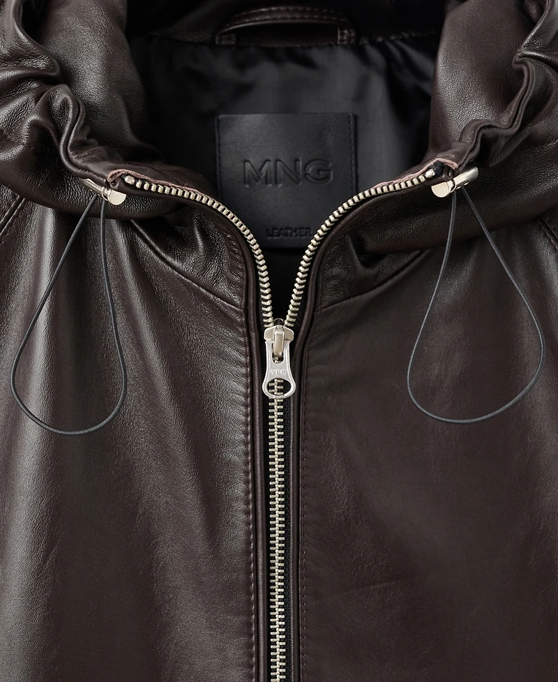 Mango Women's Leather Hood Jacket