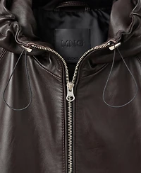 Mango Women's Leather Hood Jacket