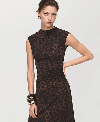 Mango Women's Leopard-Print Fitted Dress
