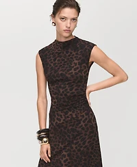 Mango Women's Leopard-Print Fitted Dress