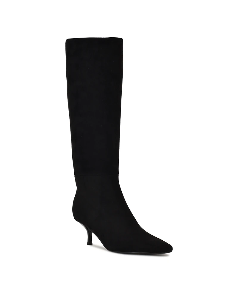 Nine West Women's Havier Wide Calf Kitten Heel Dress Boots
