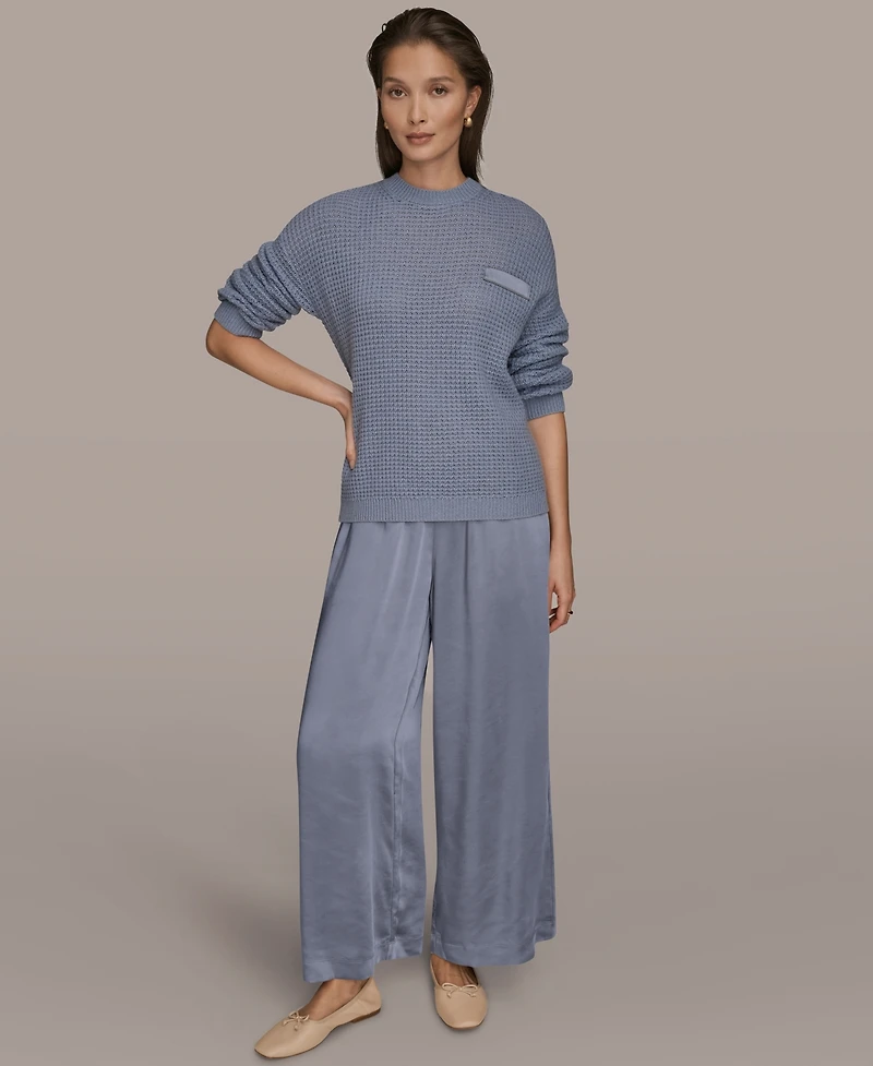 Donna Karan Weekend Women's Long Sleeve Waffle Stitch Sweater