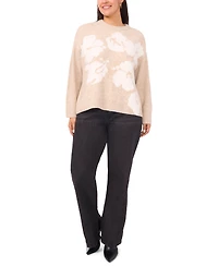 Vince Camuto Plus Flower Motif Crewneck Sweater