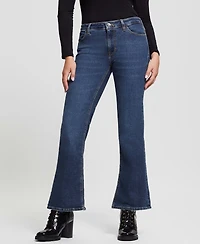 Guess Women's Whiskered Faded-Front Bootcut Denim Jeans