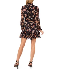 CeCe Women's Long Sleeve Tie Waist Mini Dress