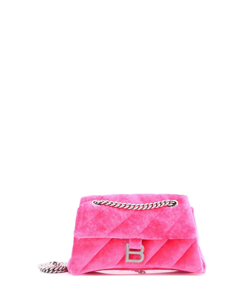 Pre-Owned Balenciaga Medium Crush Chain Flap Bag Quilted Velvet