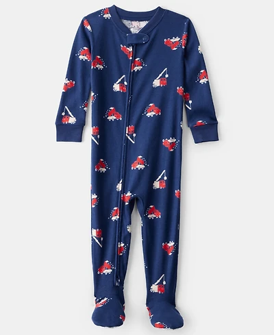Carter's Baby Boys Navy Printed Footed Long-Sleeve Bodysuit