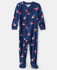 Carter's Baby Boys Navy Printed Footed Long-Sleeve Bodysuit