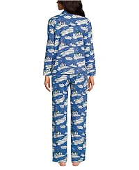 Lands' End Women's Flannel 2 Piece Pajama Set - Long Sleeve Shirt and Pants