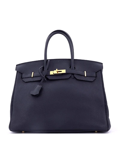 Pre-Owned HERMA‰S Birkin 35 Handbag Blue Togo with Gold Hardware