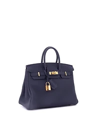 Pre-Owned HERMA‰S Birkin 25 Handbag Blue Togo with Gold Hardware