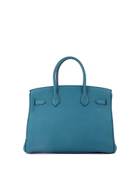 Pre-Owned HERMA‰S Birkin 30 Handbag Blue Togo with Gold Hardware