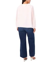 Vince Camuto Plus Ruffle Front Long Sleeve Top