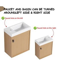 Streamdale 18.5" Wall-Mount Vanity, Resin Sink, Soft Close, Nature Wood