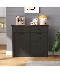 Streamdale Farmhouse Black Double Tilt Out Trash Cabinet w/ Drawer