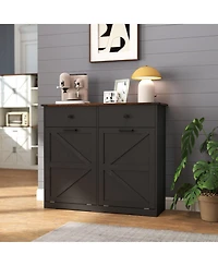 Streamdale Farmhouse Black Double Tilt Out Trash Cabinet w/ Drawer