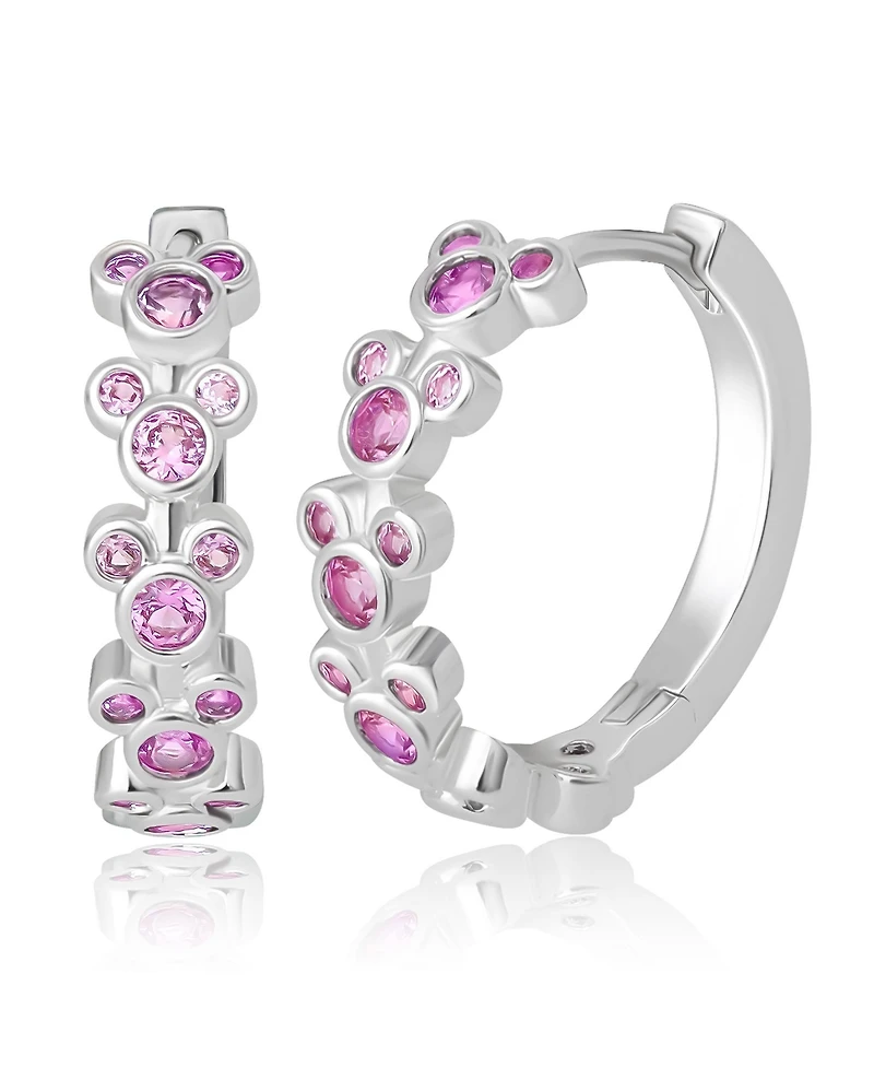 Disney Mickey Mouse Endless Hoop Earrings Cubic Zirconia Disney Pink Hoops