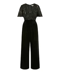 Yumi Women's Wrap Sequin Embellished Velvet Jumpsuit