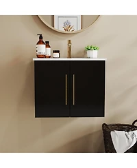 Streamdale 24" Black Bathroom Vanity w/ Sink, Gold Handle