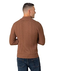 Hope & Henry Men's Organic Mock Neck Cable Sweater