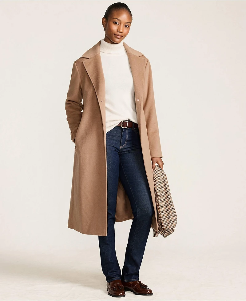 Lands' End Women's Wool Wrap Long Coat
