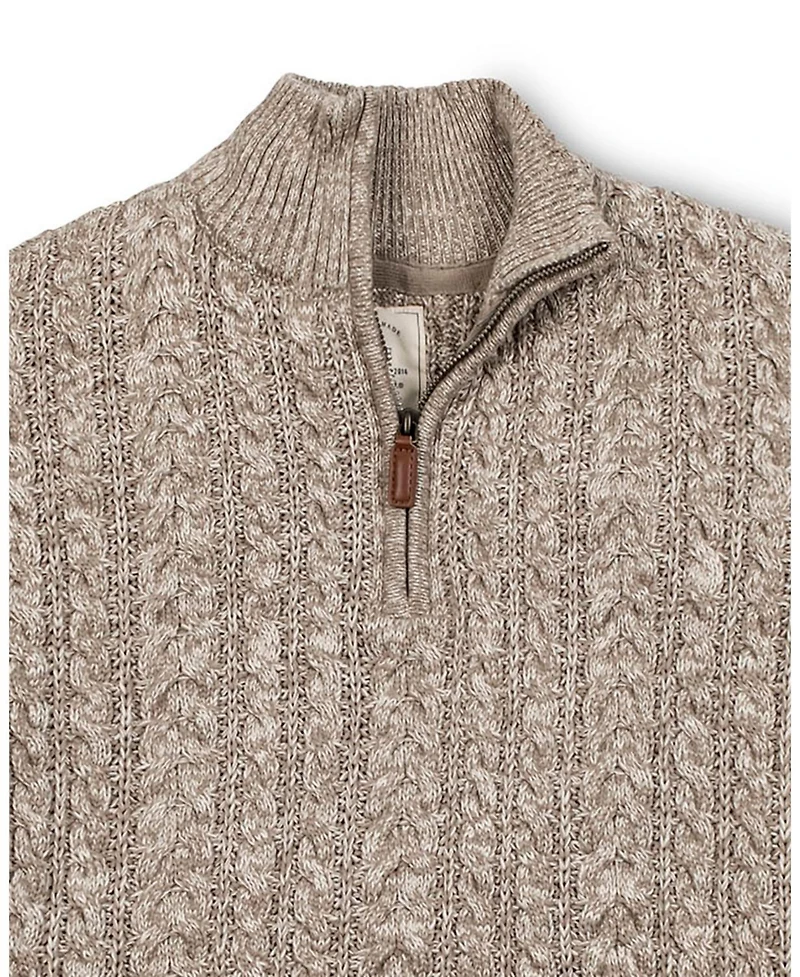 Hope & Henry Men's Organic Half Zip Cable Pullover Sweater