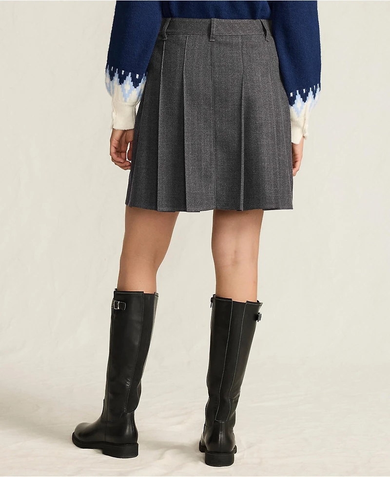 Lands' End Women's Brushed Flannel Pleated Mini Skirt