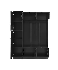 Streamdale Modern Hall Tree with Shoe Storage, Bench, Hooks & Shelf - Black